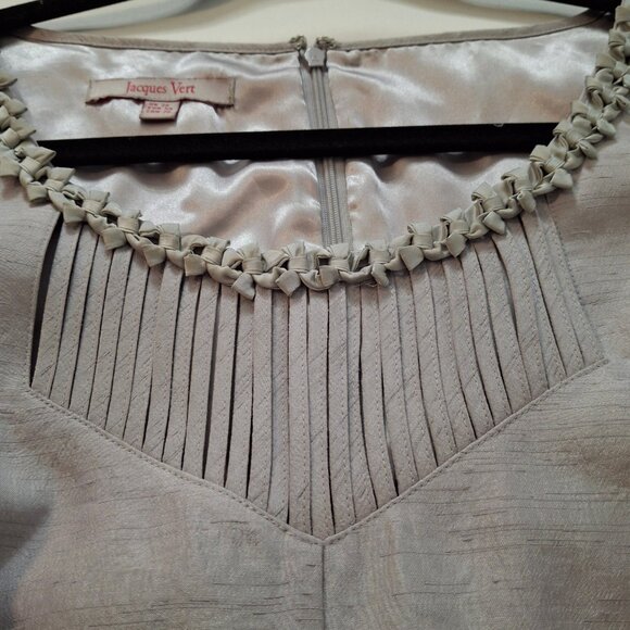 Jaques Vert Mermaid Midi Evening Dress Size 22 Silver Taffeta Satin Lined - Picture 6 of 16